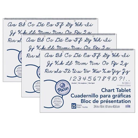 4 - Pacon Chart Tablet, Children's Writing Practice, 24" x 16", White, 25 Sheets - Picture 1 of 5